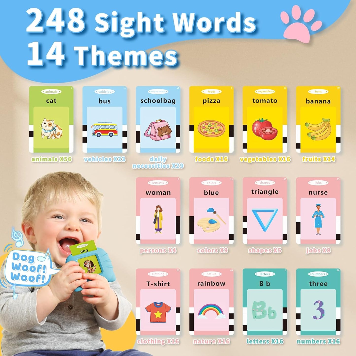 Montessori Talking Flash Cards + FREE 224 Cards included