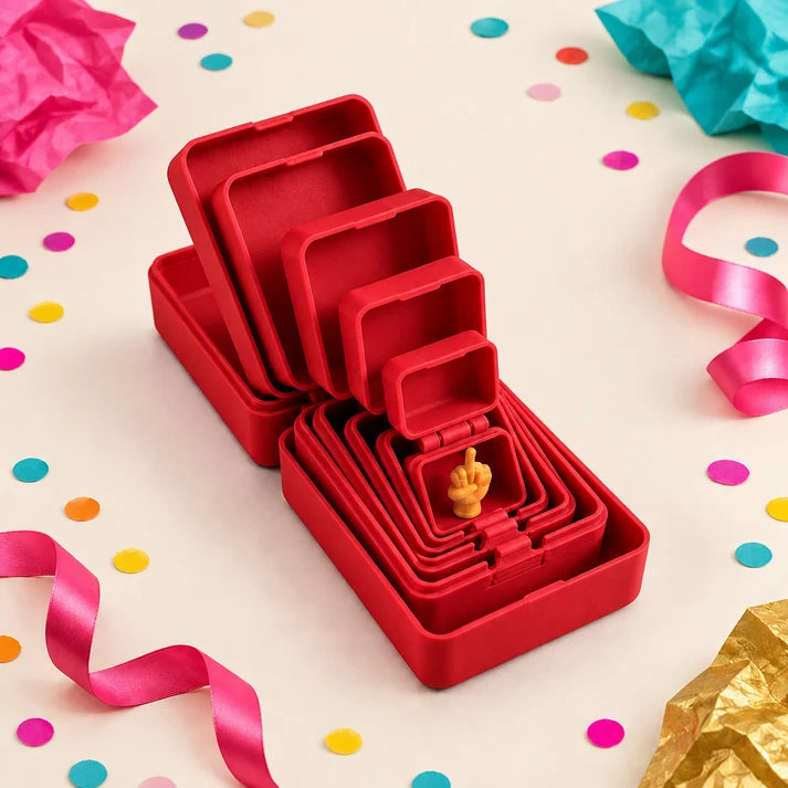 Middle Finger design in Red nesting prank gift box