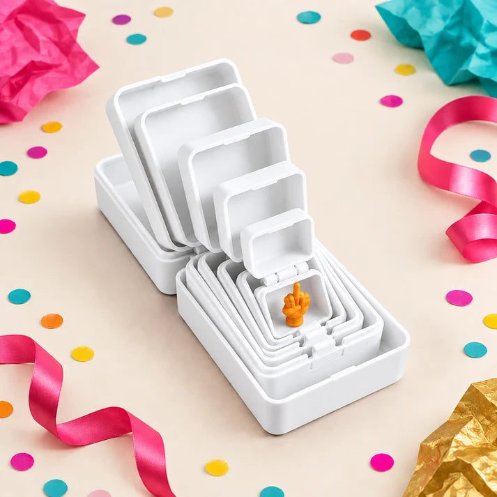 Middle Finger design in White nesting prank gift box